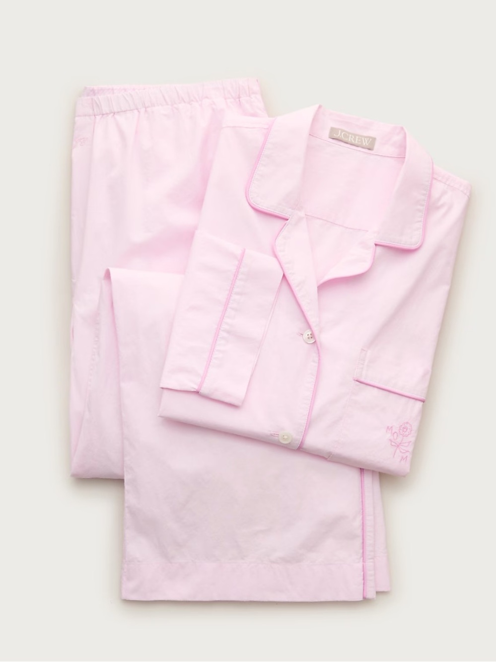 Jcrew Classic "Mom" pajama pant set in end-on-end cotton